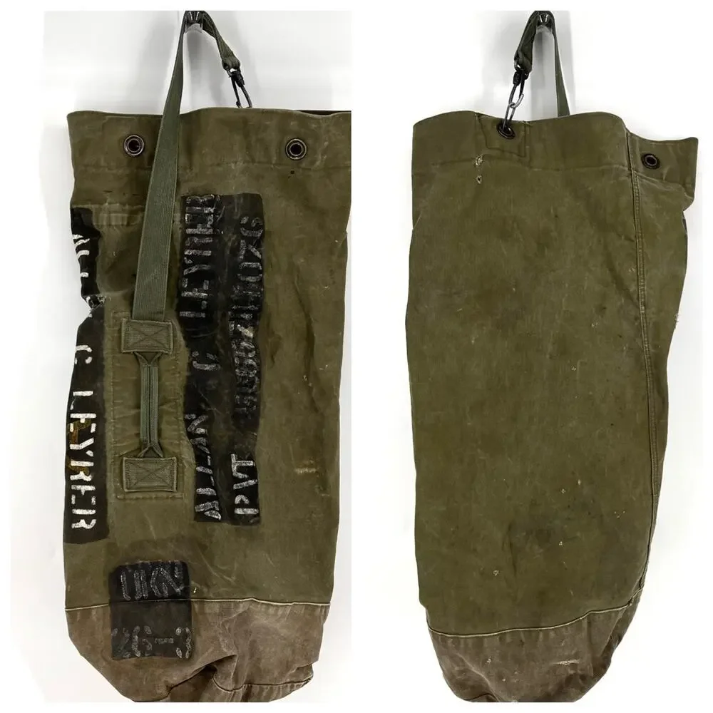 Vintage (Vietnam) Army Duffle Barracks Bag Tote Stenciled with Strap
